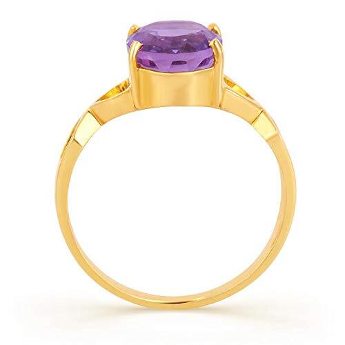 Kundali GEMS Natural Amethyst Jamuniya Gold Gemstone Divine Ring Having Purple Colour Stone on pure 18 kt