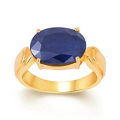 Kundali GEMS Natural Neelam Blue Sapphire Gold Gemstone Ring Having Blue Colour Stone on pure 18 kt Gold