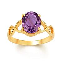 Kundali GEMS Natural Amethyst Jamuniya Gold Gemstone Divine Ring Having Purple Colour Stone on pure 18 kt