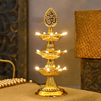 alila 1 Layer OM Electronic Diya Deepak Gold Plated Table Diya  (Height: 3.14 inch)