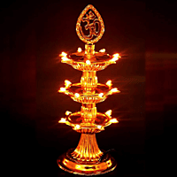 alila 1 Layer OM Electronic Diya Deepak Gold Plated Table Diya  (Height: 3.14 inch)